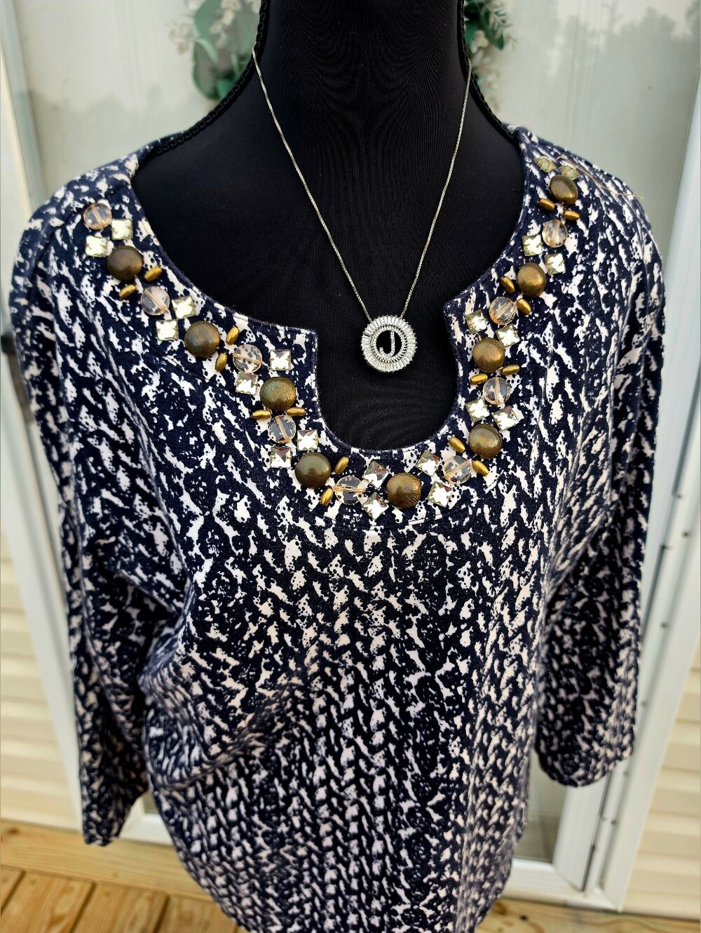 Ruby Rd Embellished  Patterned Women's Top - Picture 4 of 8